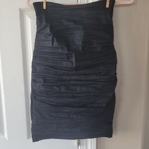 Elegant Black Ruched Skirt With Black Shimmer